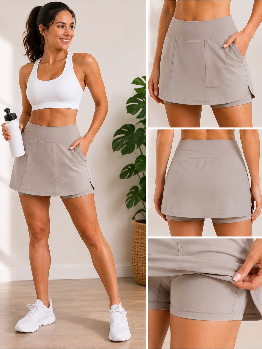RBX Women’s Active Skort Taupe Built-In Shorts Size M NWT